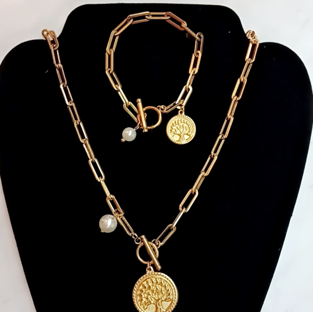 Stainless steel gold set (tree of life)